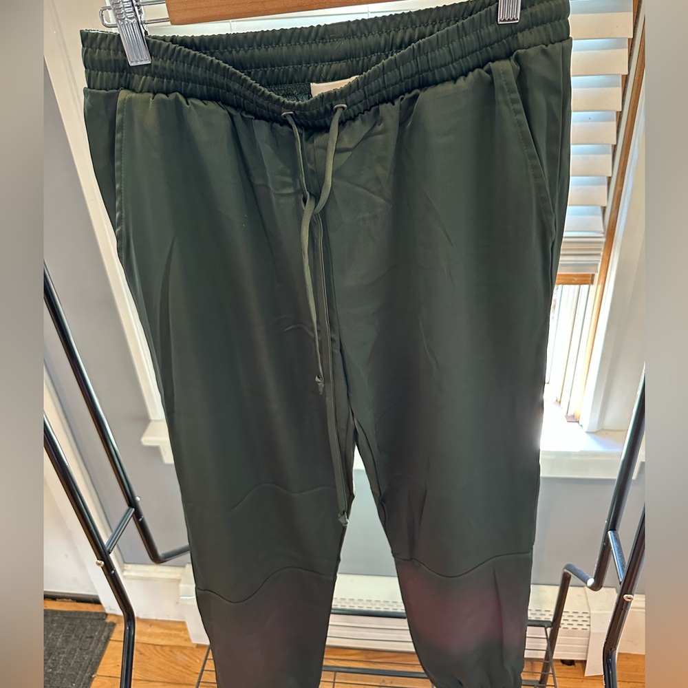 Olive green satin Socialite (Nordstrom) joggers